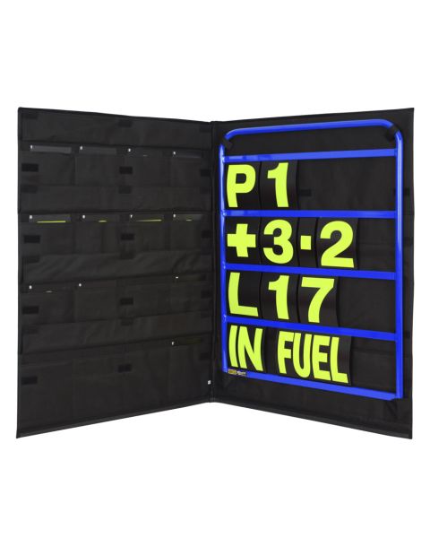 B-G Racing Standard Blue Pit Board Kit- Yellow Numbers & Bag
