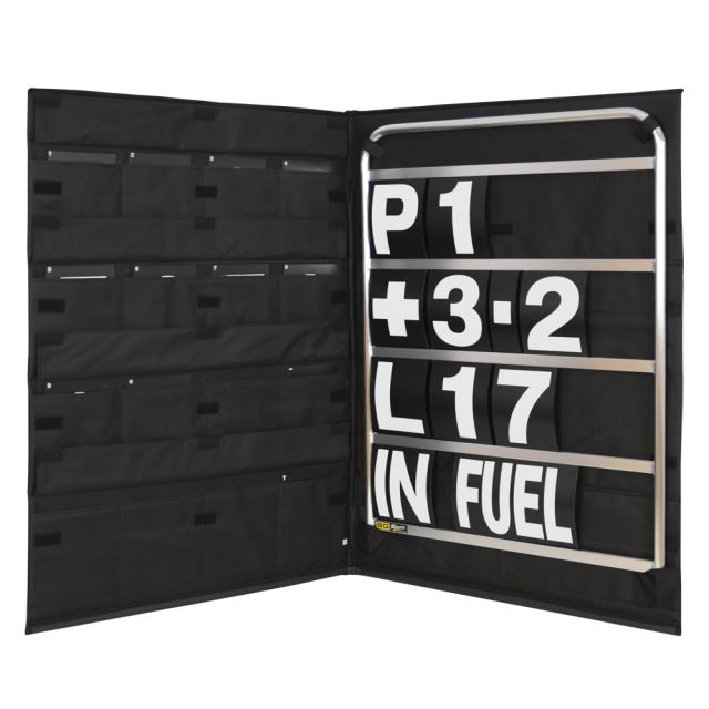 B-G Racing Standard Black Pit Board Kit- Pink Numbers & Bag