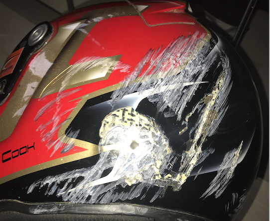 Stilo kart helmet saves Cook from serious injury